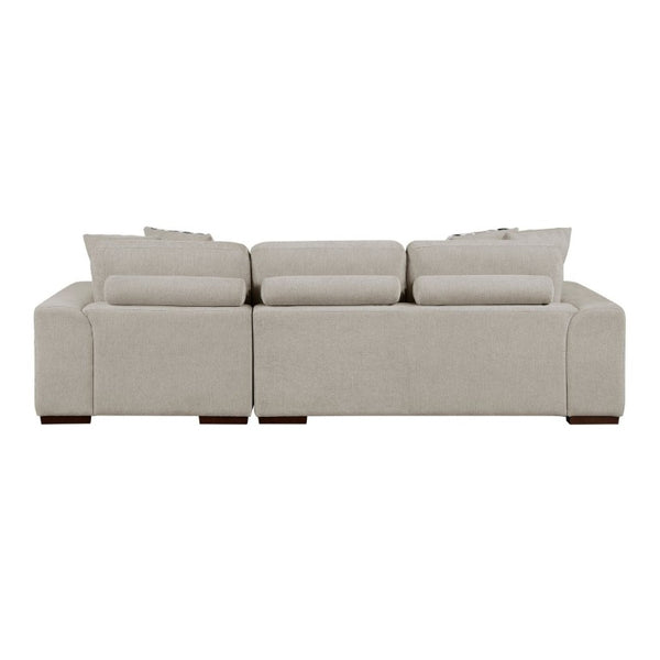 English Elm Taupe Chenille Sleeper Sectional with Storage Chaise Tufted Cushions Solid Wood Legs Right Chaise B011S02766