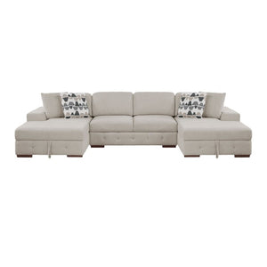 English Elm 3-Piece Chenille Sectional Sofa with Tufted Cushions Hidden Storage and Solid Wood Frame B011S02768