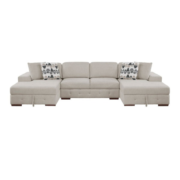 English Elm 3-Piece Chenille Sectional Sofa with Tufted Cushions Hidden Storage and Solid Wood Frame B011S02768