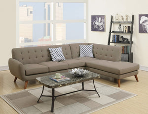 English Elm 2-Piece Tufted Polyfiber Sectional with Nailhead Arms and Chaise for Modern Living Rooms Gray B011S02769