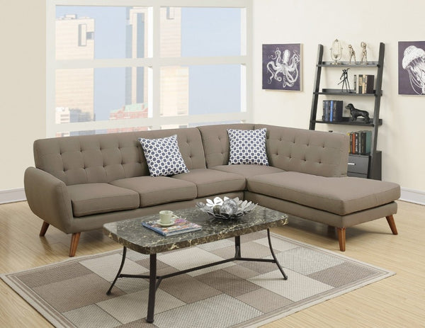 English Elm 2-Piece Tufted Polyfiber Sectional with Nailhead Arms and Chaise for Modern Living Rooms Gray B011S02769