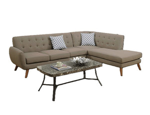 English Elm 2-Piece Tufted Polyfiber Sectional with Nailhead Arms and Chaise for Modern Living Rooms Gray B011S02769