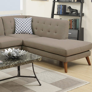 English Elm 2-Piece Tufted Polyfiber Sectional with Nailhead Arms and Chaise for Modern Living Rooms Gray B011S02769