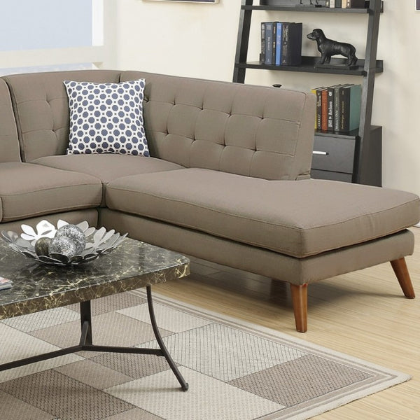 English Elm 2-Piece Tufted Polyfiber Sectional with Nailhead Arms and Chaise for Modern Living Rooms Gray B011S02769