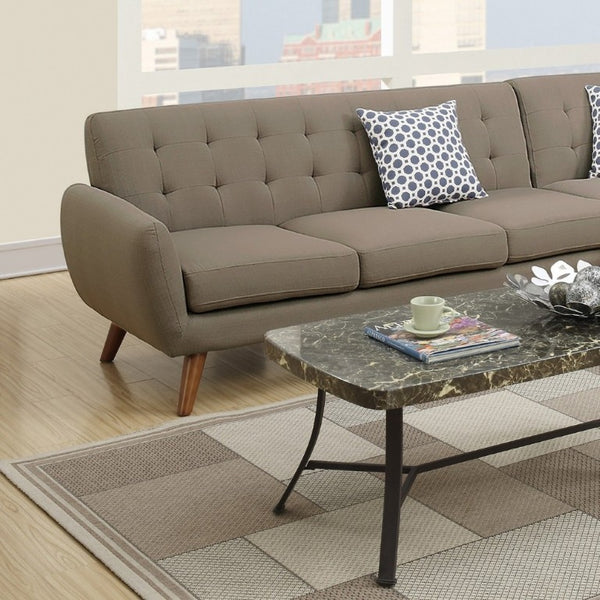 English Elm 2-Piece Tufted Polyfiber Sectional with Nailhead Arms and Chaise for Modern Living Rooms Gray B011S02769