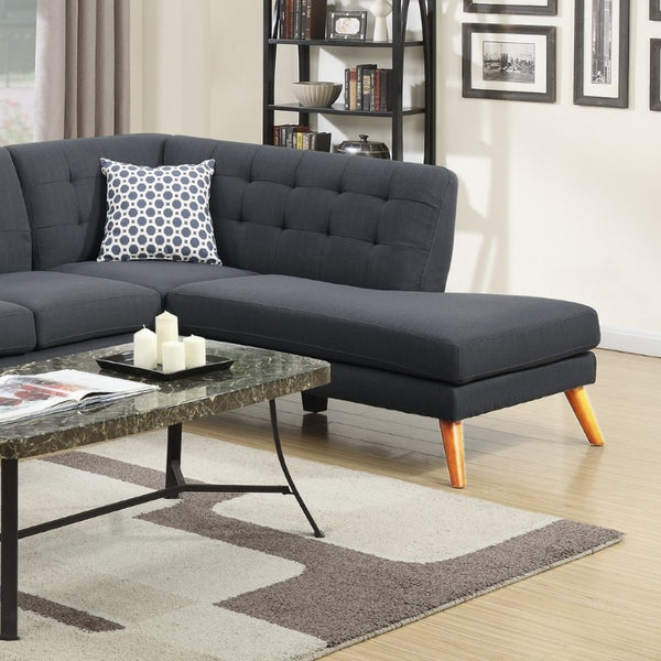 English Elm 2-Piece Tufted Polyfiber Sectional with Nailhead Arms and Chaise for Modern Living Rooms Black Multi B011S02771