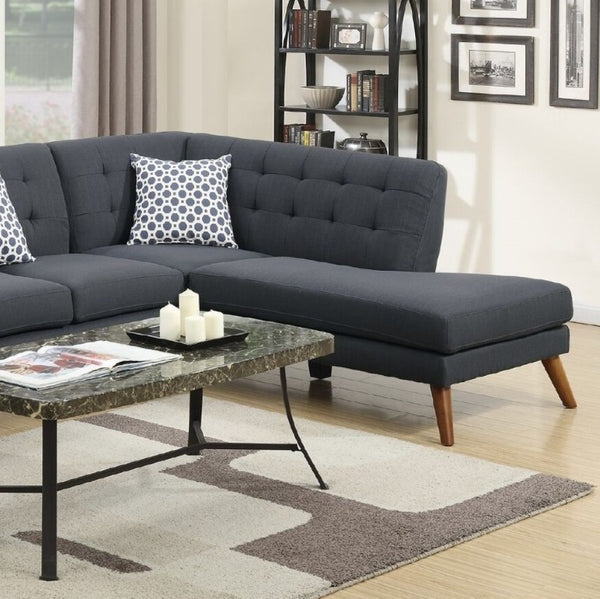 English Elm 2-Piece Tufted Polyfiber Sectional with Nailhead Arms and Chaise for Modern Living Rooms Black Multi B011S02771