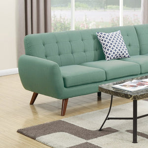 English Elm 2-Piece Tufted Polyfiber Sectional with Nailhead Arms and Chaise for Modern Living Rooms Green B011S02773