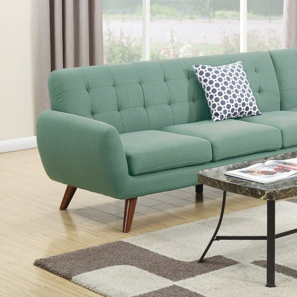 English Elm 2-Piece Tufted Polyfiber Sectional with Nailhead Arms and Chaise for Modern Living Rooms Green B011S02773