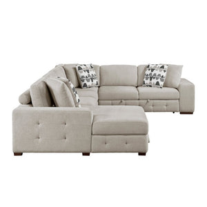 English Elm Modern Taupe Chenille Sectional Sofa with Sleeper Storage Tufted Cushions Living Room Left Chaise B011S02778