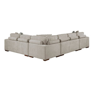 English Elm Modern Taupe Chenille Sectional Sofa with Sleeper Storage Tufted Cushions Living Room Left Chaise B011S02778