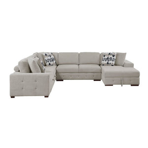 English Elm Modern Taupe Chenille Sectional Sofa with Sleeper Storage Tufted Cushions Living Room Right Chaise B011S02779