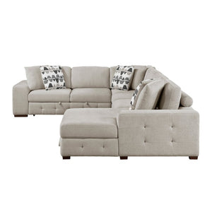 English Elm Modern Taupe Chenille Sectional Sofa with Sleeper Storage Tufted Cushions Living Room Right Chaise B011S02779