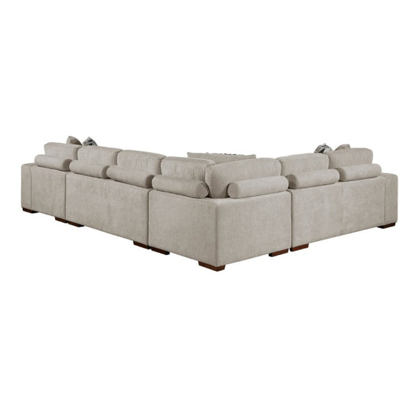 English Elm Modern Taupe Chenille Sectional Sofa with Sleeper Storage Tufted Cushions Living Room Right Chaise B011S02779