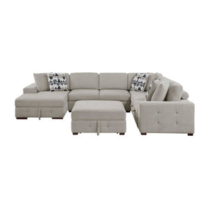 English Elm Modern Chenille Sectional Sofa with Pull Out Sleeper Storage Chaise Tufted Cushions Taupe Left Chaise B011S02780