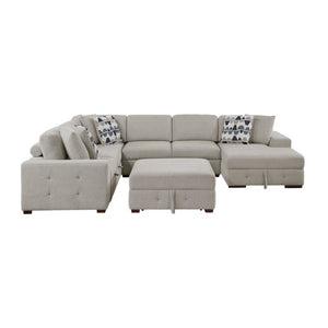 English Elm Modern Chenille Sectional Sofa with Pull Out Sleeper Storage Chaise Tufted Cushions Taupe Right Chaise B011S02781