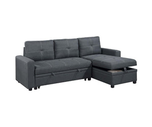 English Elm Charcoal Polyfiber Sectional with Pull Out Sleeper Reversible Storage Chaise for Living Room B011S02785