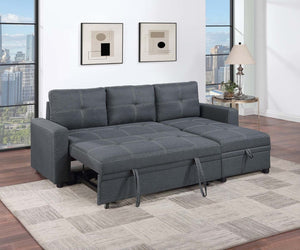 English Elm Charcoal Polyfiber Sectional with Pull Out Sleeper Reversible Storage Chaise for Living Room B011S02785