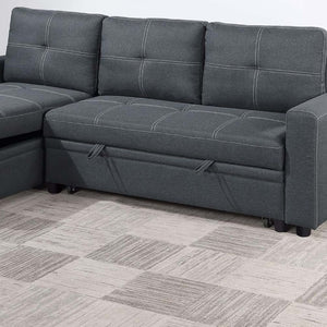 English Elm Charcoal Polyfiber Sectional with Pull Out Sleeper Reversible Storage Chaise for Living Room B011S02785