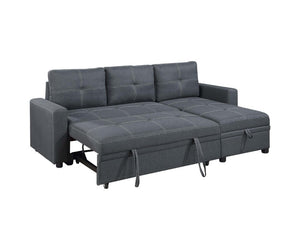 English Elm Charcoal Polyfiber Sectional with Pull Out Sleeper Reversible Storage Chaise for Living Room B011S02785