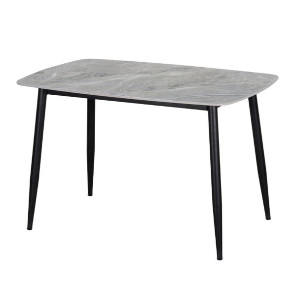 English Elm Contemporary Sintered Stone Dining Table Marble Look Top with Sleek Black Iron Legs B011S03591