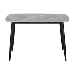 English Elm Contemporary Sintered Stone Dining Table Marble Look Top with Sleek Black Iron Legs B011S03591