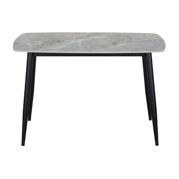 English Elm Contemporary Sintered Stone Dining Table Marble Look Top with Sleek Black Iron Legs B011S03591