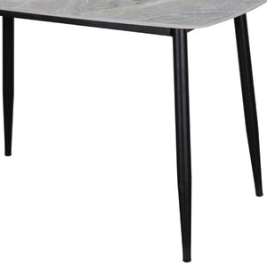 English Elm Contemporary Sintered Stone Dining Table Marble Look Top with Sleek Black Iron Legs B011S03591