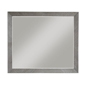 English Elm Stylish Gray Oak Veneer 6 Drawer Dresser with Mirror for Contemporary Bedrooms B011S03598