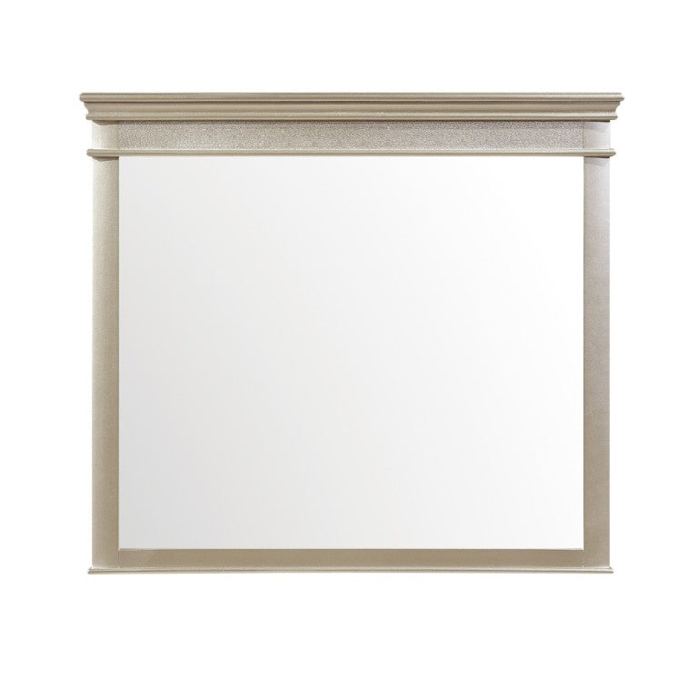 English Elm Modern Glam Silver Dresser with Mirror Seven Dovetail Drawers Chrome Knobs Bedroom B011S03604