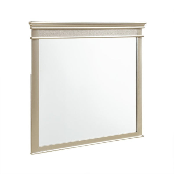 English Elm Modern Glam Silver Dresser with Mirror Seven Dovetail Drawers Chrome Knobs Bedroom B011S03604