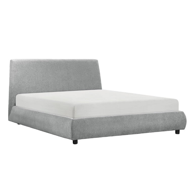 English Elm Farmhouse Queen Chenille Upholstered Platform Bed with Tall Headboard Low Profile B011S03605