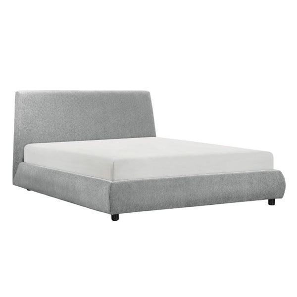 English Elm Farmhouse Queen Chenille Upholstered Platform Bed with Tall Headboard Low Profile B011S03605