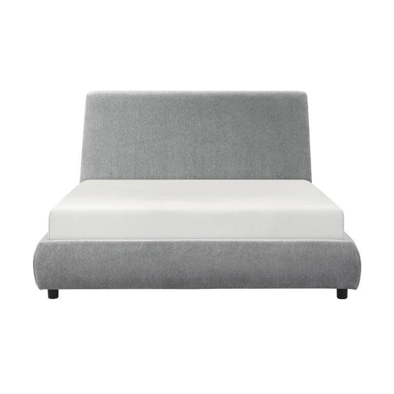 English Elm Farmhouse Queen Chenille Upholstered Platform Bed with Tall Headboard Low Profile B011S03605