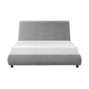 English Elm Farmhouse Queen Chenille Upholstered Platform Bed with Tall Headboard Low Profile B011S03605