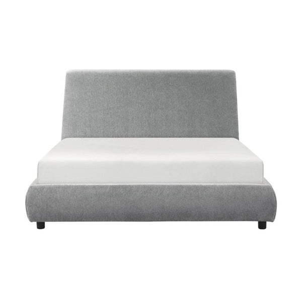 English Elm Farmhouse Queen Chenille Upholstered Platform Bed with Tall Headboard Low Profile B011S03605
