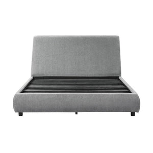 English Elm Farmhouse Queen Chenille Upholstered Platform Bed with Tall Headboard Low Profile B011S03605