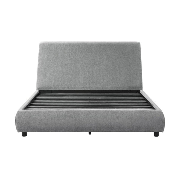 English Elm Farmhouse Queen Chenille Upholstered Platform Bed with Tall Headboard Low Profile B011S03605