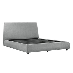 English Elm Farmhouse Queen Chenille Upholstered Platform Bed with Tall Headboard Low Profile B011S03605