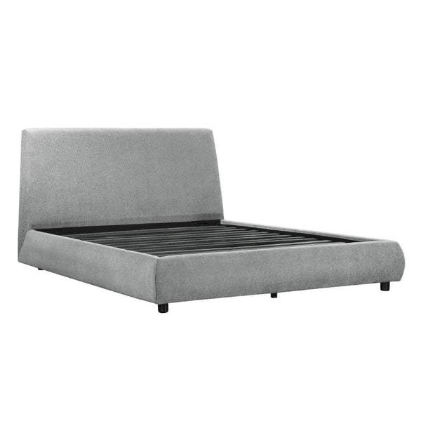 English Elm Farmhouse Queen Chenille Upholstered Platform Bed with Tall Headboard Low Profile B011S03605