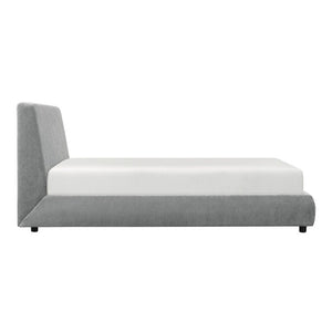 English Elm Farmhouse Queen Chenille Upholstered Platform Bed with Tall Headboard Low Profile B011S03605