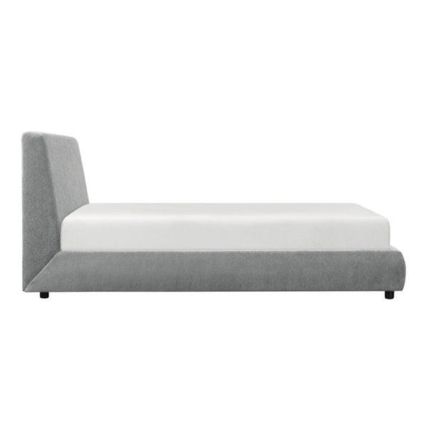 English Elm Farmhouse Queen Chenille Upholstered Platform Bed with Tall Headboard Low Profile B011S03605