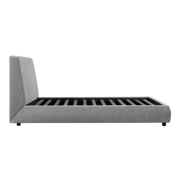 English Elm Farmhouse Queen Chenille Upholstered Platform Bed with Tall Headboard Low Profile B011S03605
