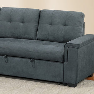 English Elm Reversible Sectional Sofa with Hidden Storage Tufted Velvet Upholstery Track Arms Black/Light Ash B011S03608