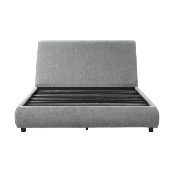 English Elm Farmhouse California King Platform Bed Chenille Upholstered Low Profile Wooden Frame B011S03609