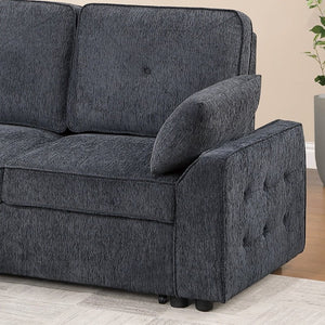 English Elm Dark Chenille Sleeper Sectional with Storage Chaise USB Ports and Fold Down Table Dark Gray B011S03611