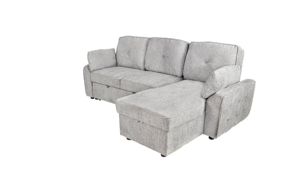English Elm Dark Chenille Sleeper Sectional with Storage Chaise USB Ports and Fold Down Table Light Gray B011S03613