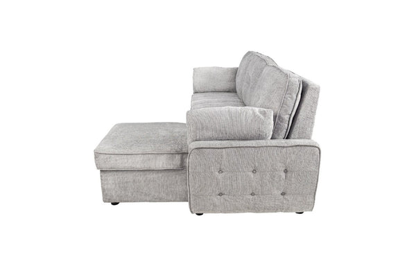 English Elm Dark Chenille Sleeper Sectional with Storage Chaise USB Ports and Fold Down Table Light Gray B011S03613