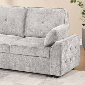 English Elm Dark Chenille Sleeper Sectional with Storage Chaise USB Ports and Fold Down Table Light Gray B011S03613