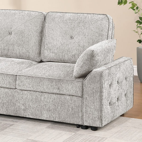 English Elm Dark Chenille Sleeper Sectional with Storage Chaise USB Ports and Fold Down Table Light Gray B011S03613